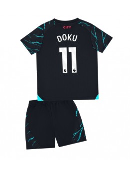 Otroški Nogometna dresi replika Manchester City Jeremy Doku #11 Tretji 2023-24 Kratek rokav (+ hlače)